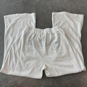 Vintage Y2K Juicy Couture Mcbling Velour Wide Leg Flare Coquette Sweatpants 0X